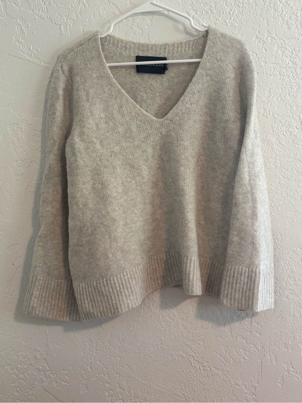 Calvin Klein Jeans Light Gray V-Neck Sweater